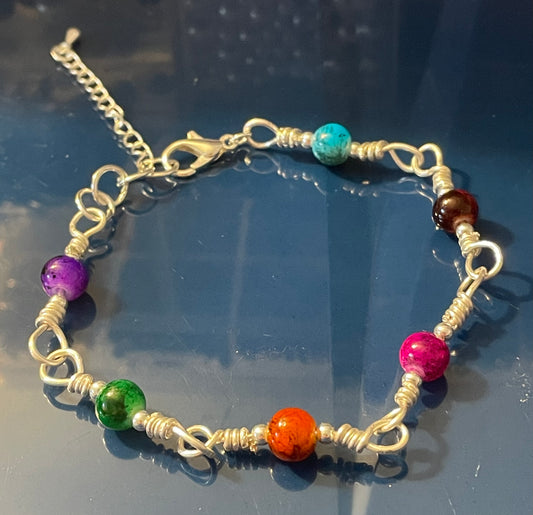 Sterling Silver, Silver handwoven with Glass beads. Bracelets and anklets! Custom made to order.