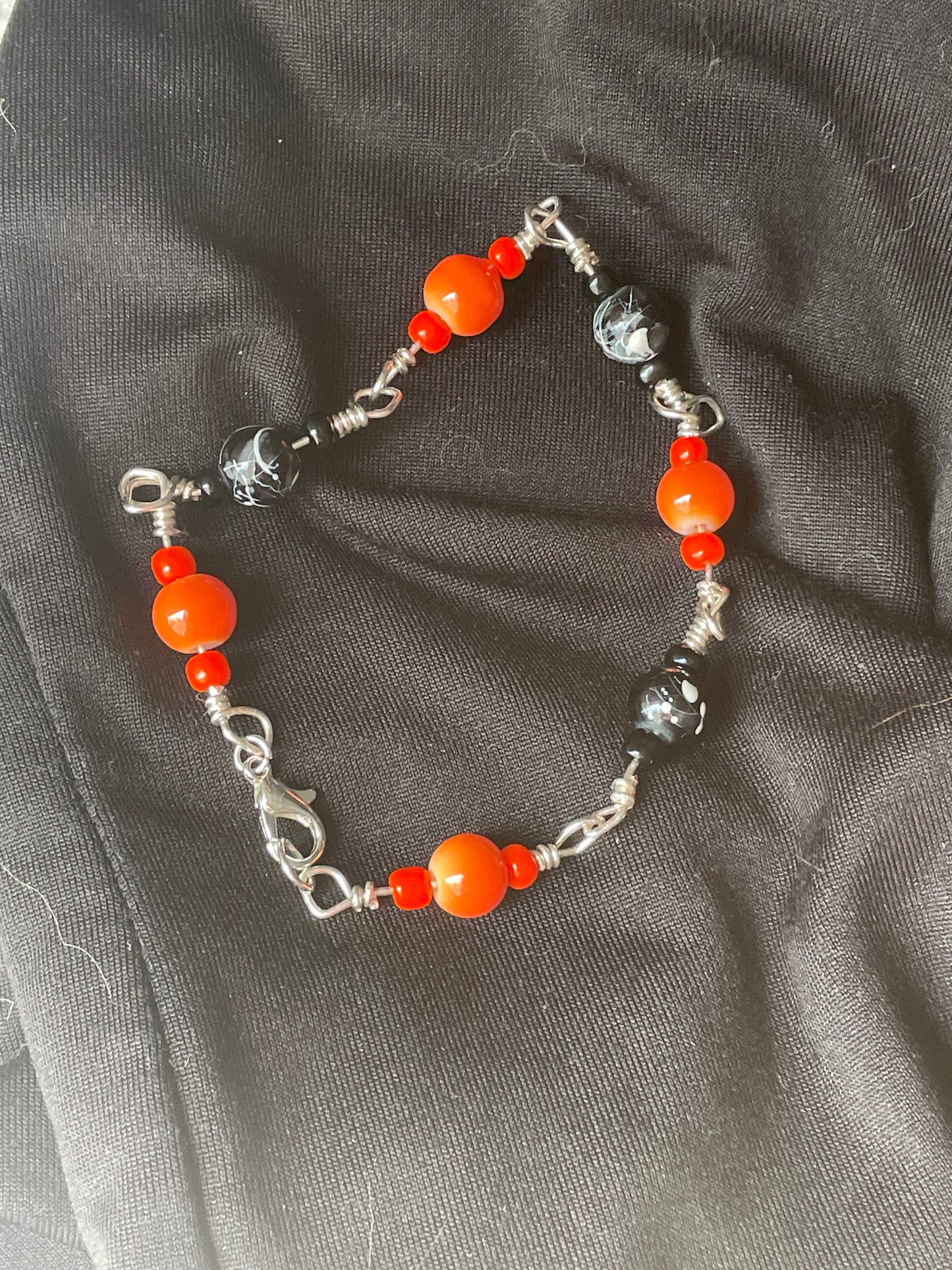 Harley Davidson bracelet - orange and black and silver