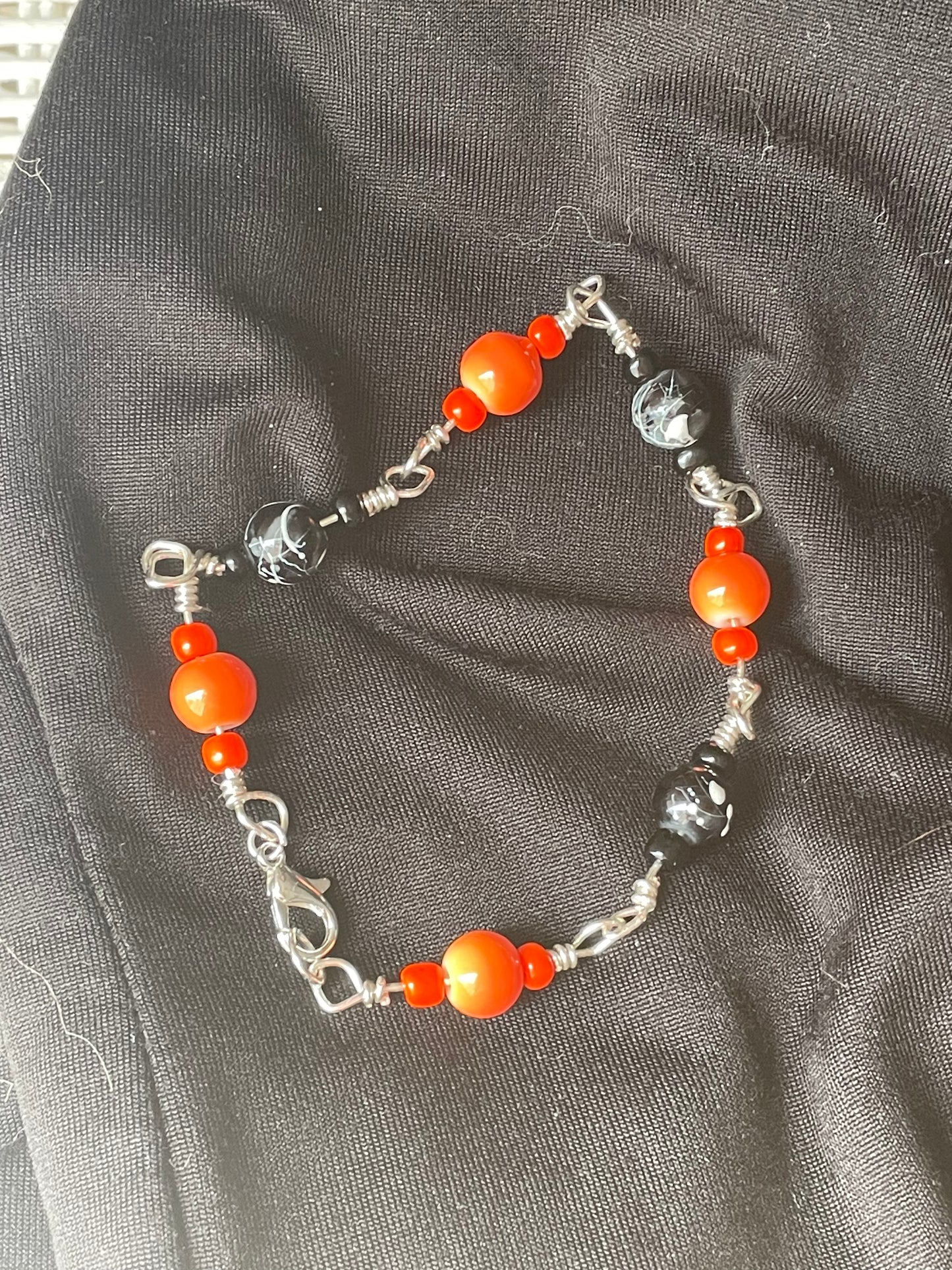 Harley Davidson bracelet - orange and black and silver