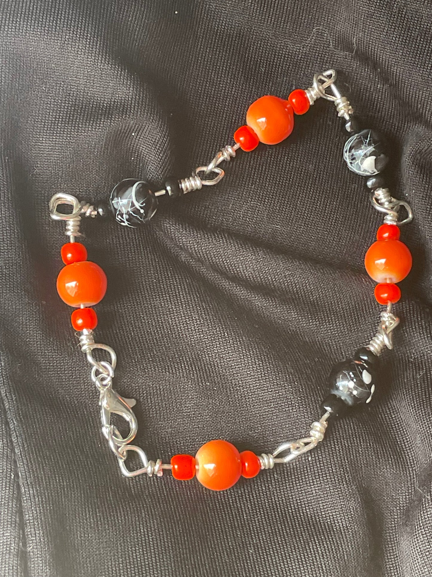 Harley Davidson bracelet - orange and black and silver