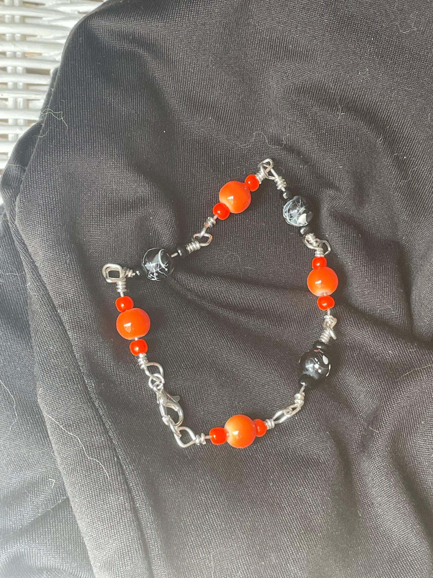 Harley Davidson bracelet - orange and black and silver